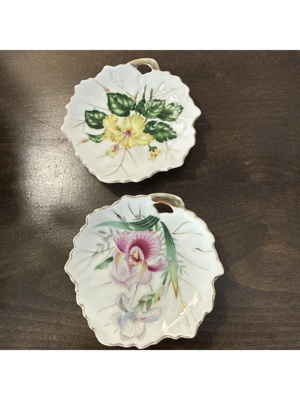 Vintage Nasco Floral Butter Pat Dishes Set of 2